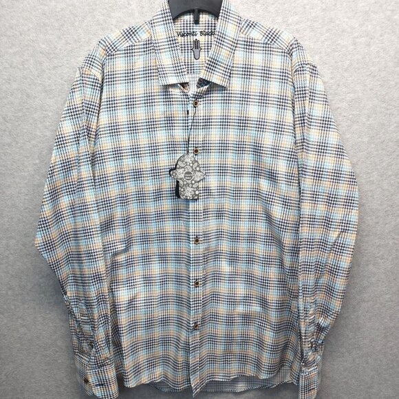 Visconti Black Mens Button Down Shirt Long Sleeve Cotton Medium‎ New GT-1152 - Picture 1 of 15